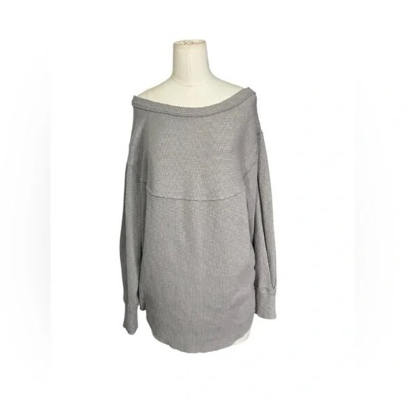 Free People OG Long Sleeve Pullover Top Stone Size Small #OB1164798 - Picture 5 of 9